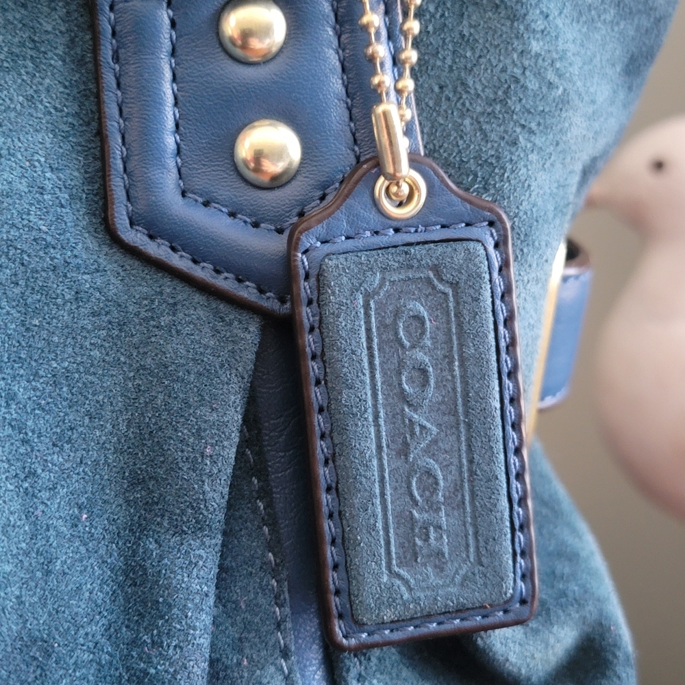 Coach F24689 Colette Tote Teal Blue Leather Suede Bag - Picture 2 of 15